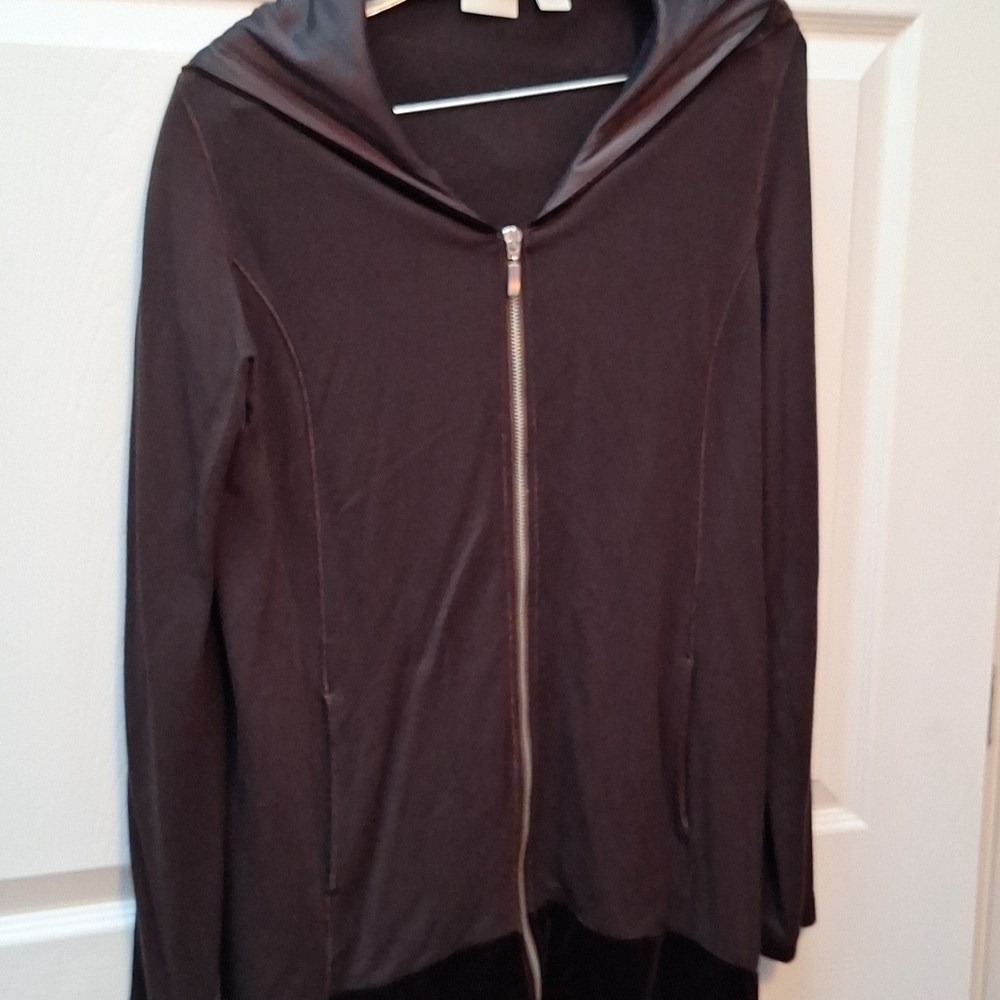 e Zenergy By Chico's  Brown Stretch Zipper Lightweight Jacket  Size XXL
